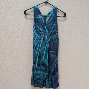 L8teR Teal and Navy Backless Dress